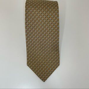 Brooks Brothers Makers 100% Silk Tie Gold Blue Circles Dots Geometric Necktie